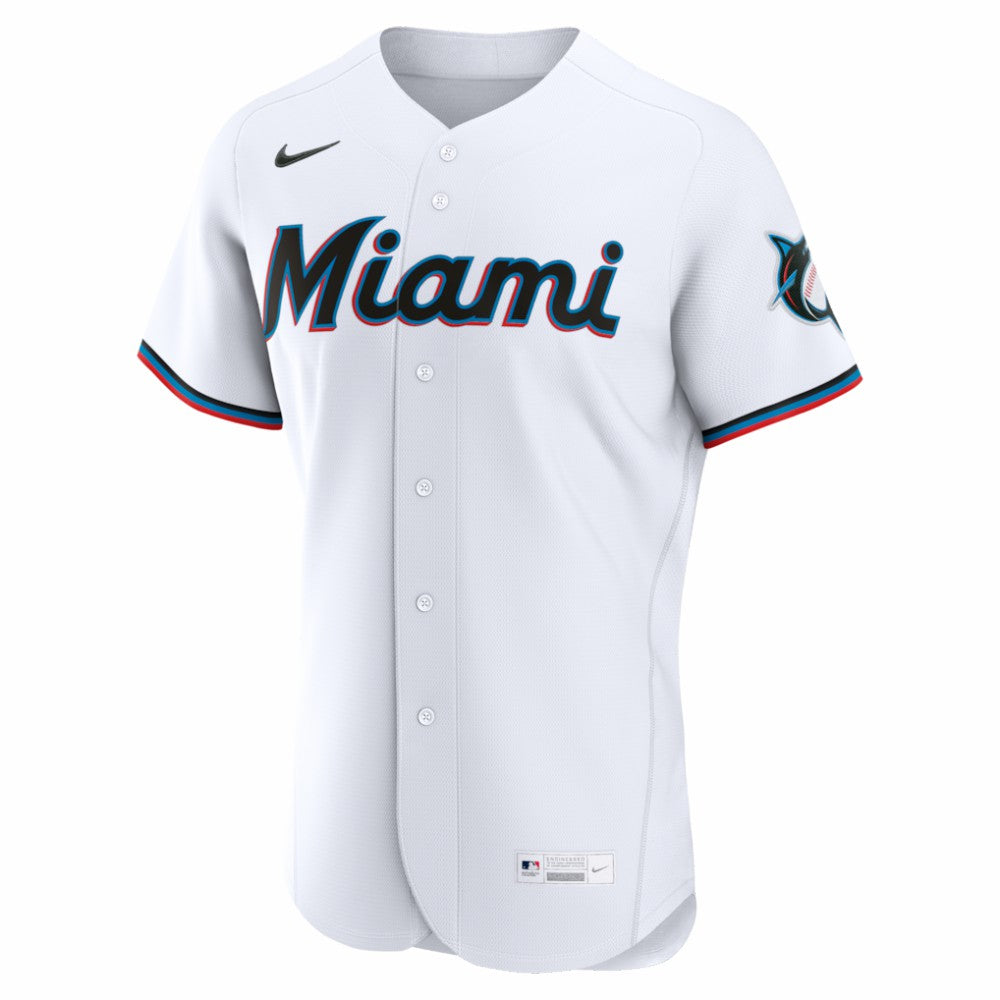 Miami Marlins Nike Home Authentic Custom Jersey - White - Nike Discount