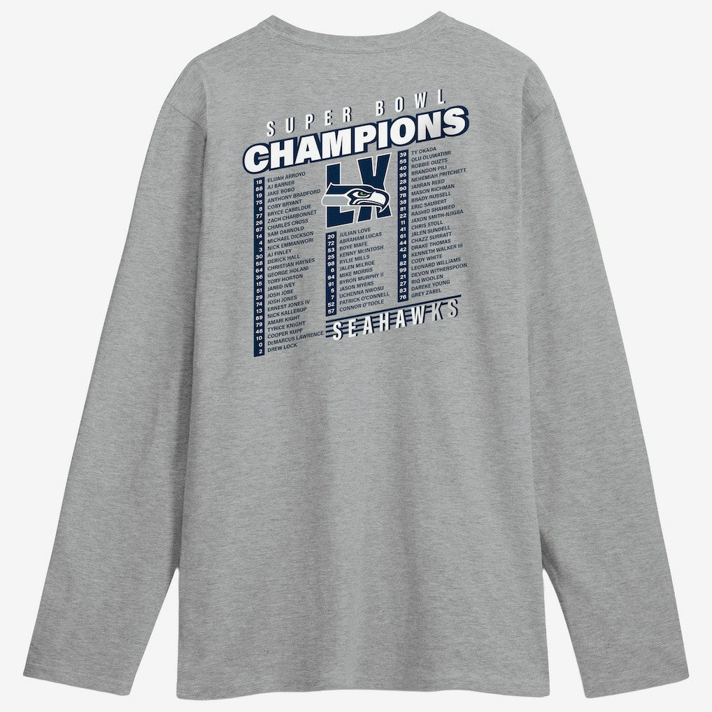 Fanatics Seattle Seahawks Super Bowl LX Champions Best Teammates Roster Long Sleeve T-Shirt Steel