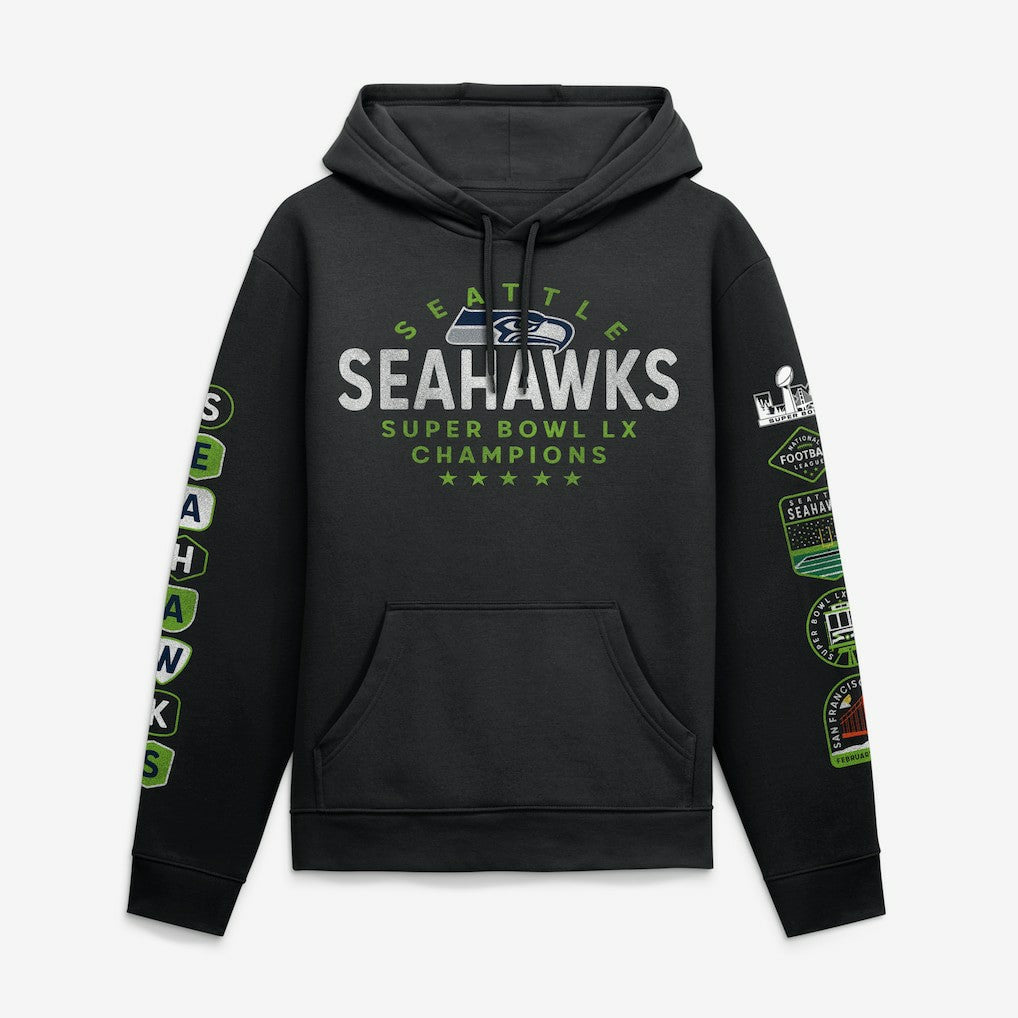 Fanatics Seattle Seahawks Super Bowl LX Champions Banner Year Hoodie Black