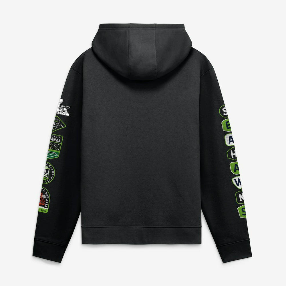 Fanatics Seattle Seahawks Super Bowl LX Champions Banner Year Hoodie Black