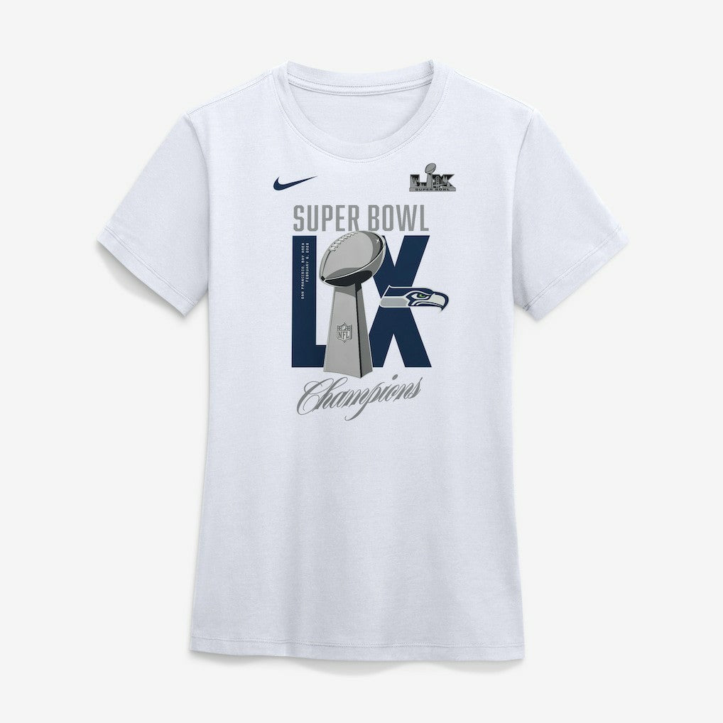 Nike Seattle Seahawks Women's Super Bowl LX Champions Lombardi Trophy T-Shirt White