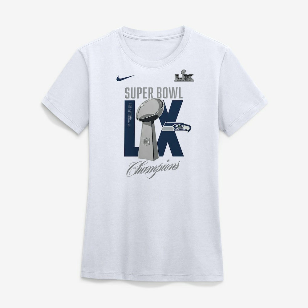 Nike Seattle Seahawks Women's Super Bowl LX Champions Lombardi Trophy T-Shirt White
