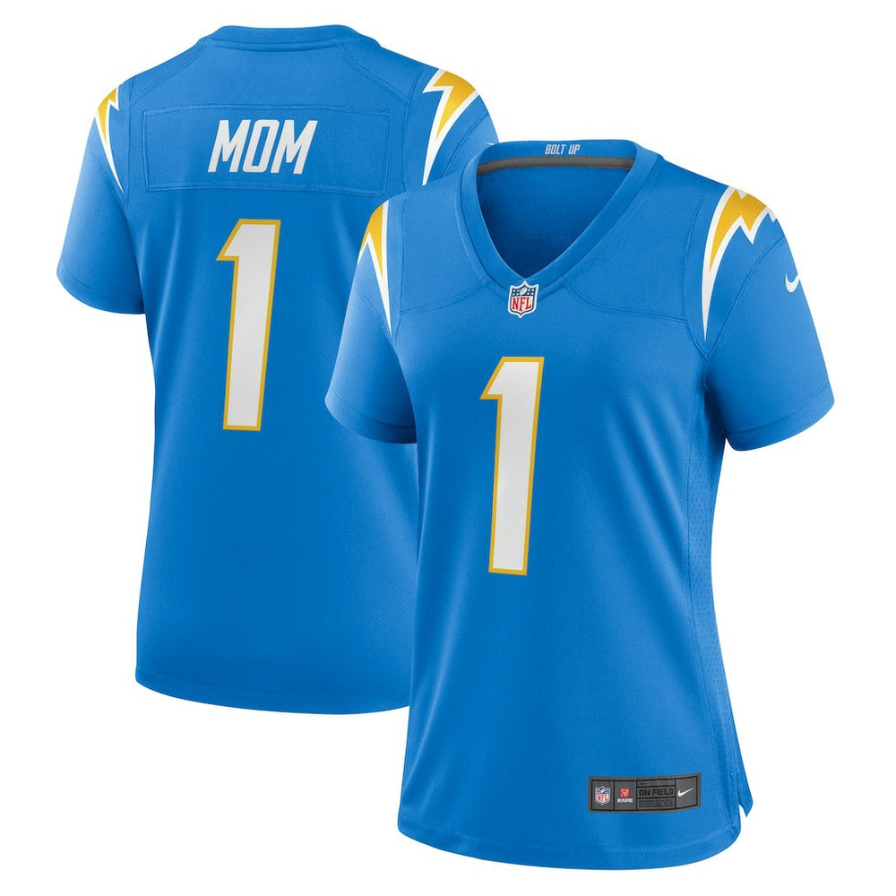 Nike Number 1 Mom Los Angeles Chargers Women's Game Jersey Powder Blue
