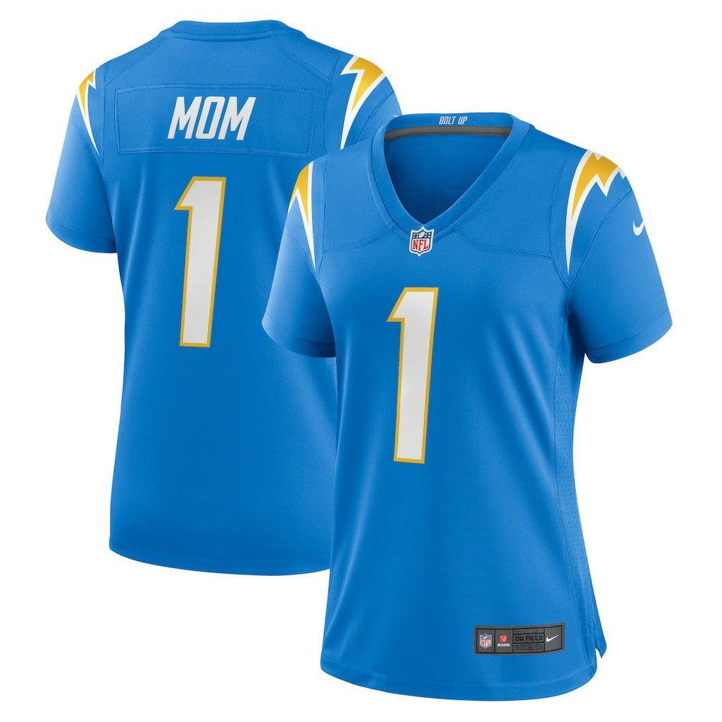Nike Number 1 Mom Los Angeles Chargers Women's Game Jersey Powder Blue