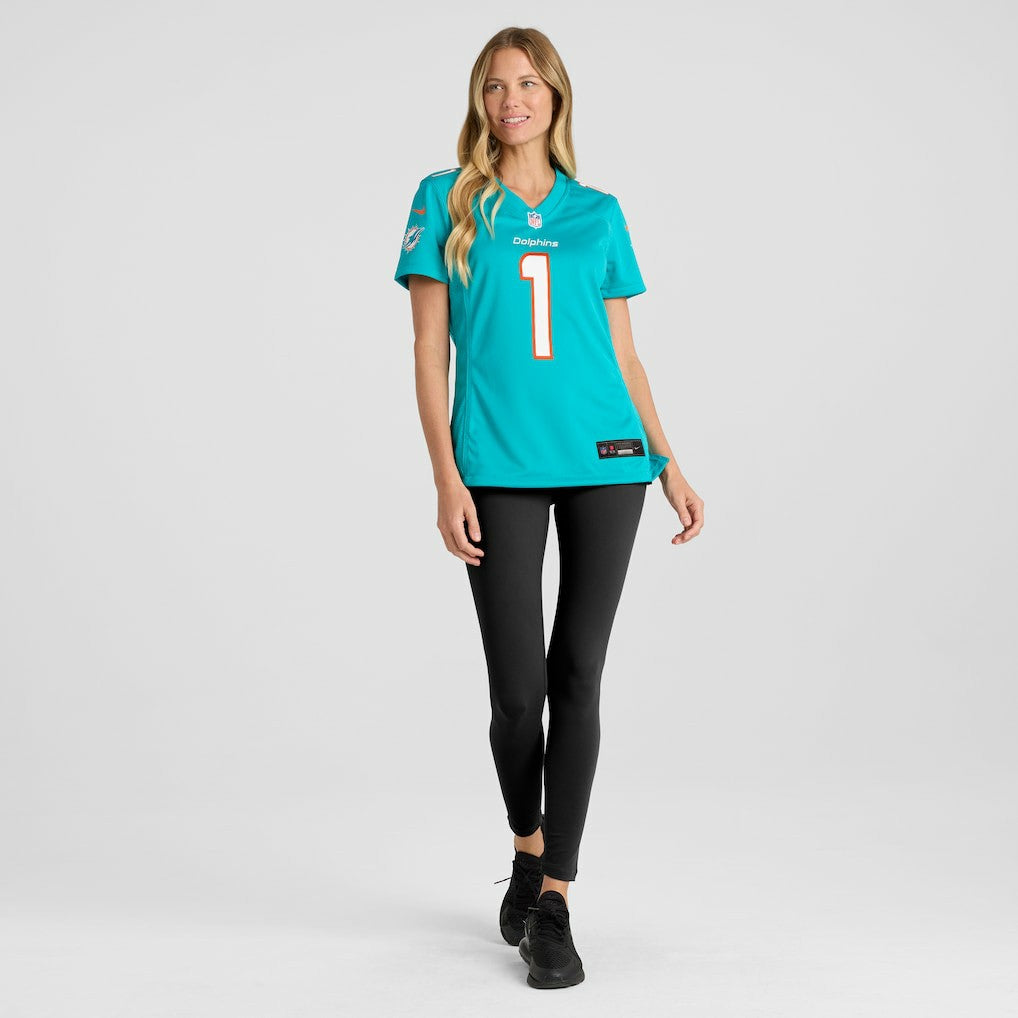 Nike Number 1 Mom Miami Dolphins Women's Game Jersey Aqua