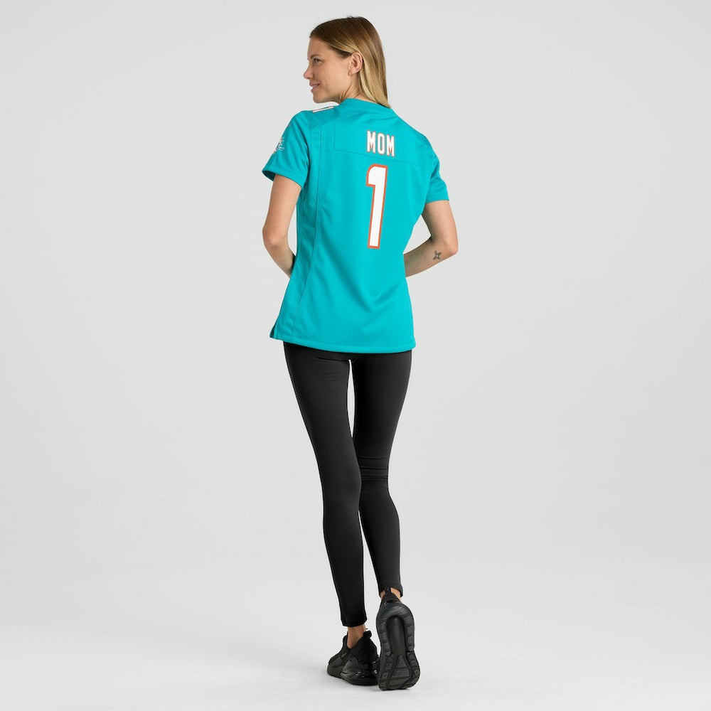 Nike Number 1 Mom Miami Dolphins Women's Game Jersey Aqua