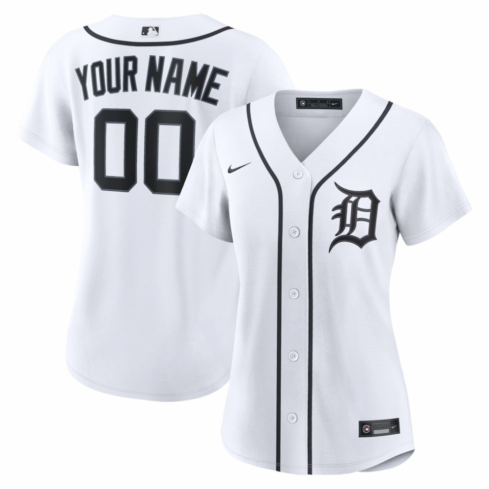 Detroit Tigers Nike Women's Home Replica Custom Jersey - White - Nike Discount