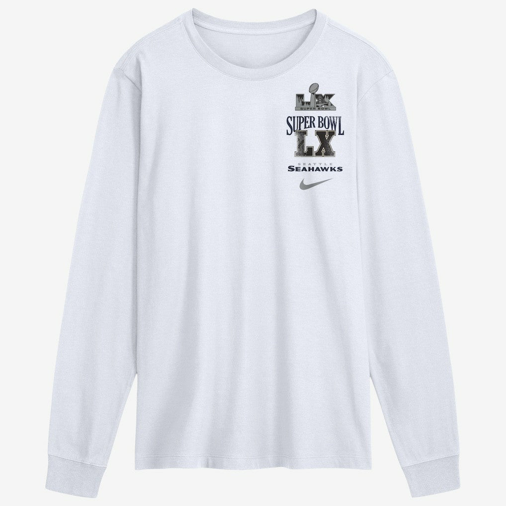 Nike Seattle Seahawks Super Bowl LX Champions Long Ball Long Sleeve T-Shirt White