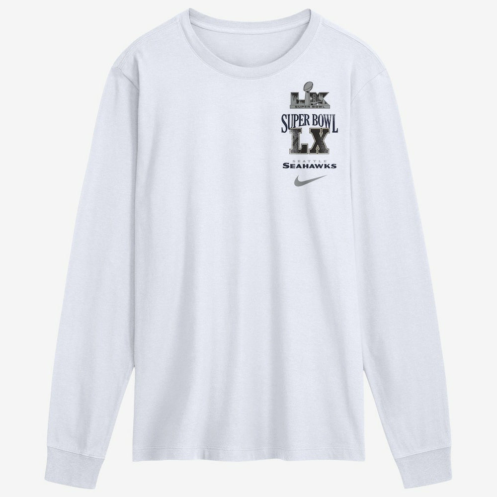 Nike Seattle Seahawks Super Bowl LX Champions Long Ball Long Sleeve T-Shirt White