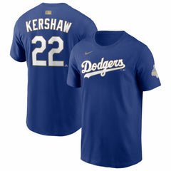 Clayton Kershaw Los Angeles Dodgers Nike 2026 Gold Collection Name & Number T-Shirt - Royal - Nike Sale