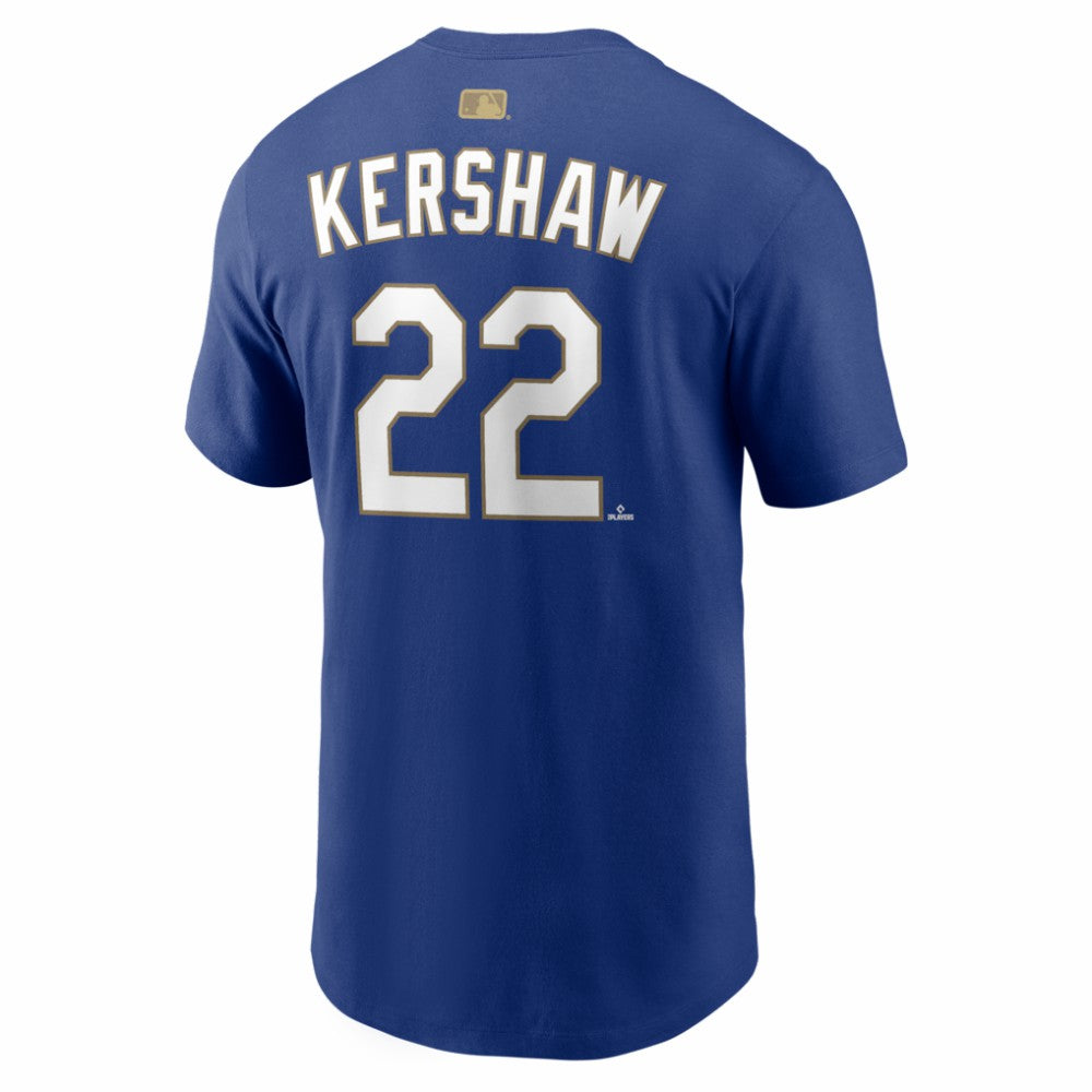Clayton Kershaw Los Angeles Dodgers Nike 2026 Gold Collection Name & Number T-Shirt - Royal - Nike Sale