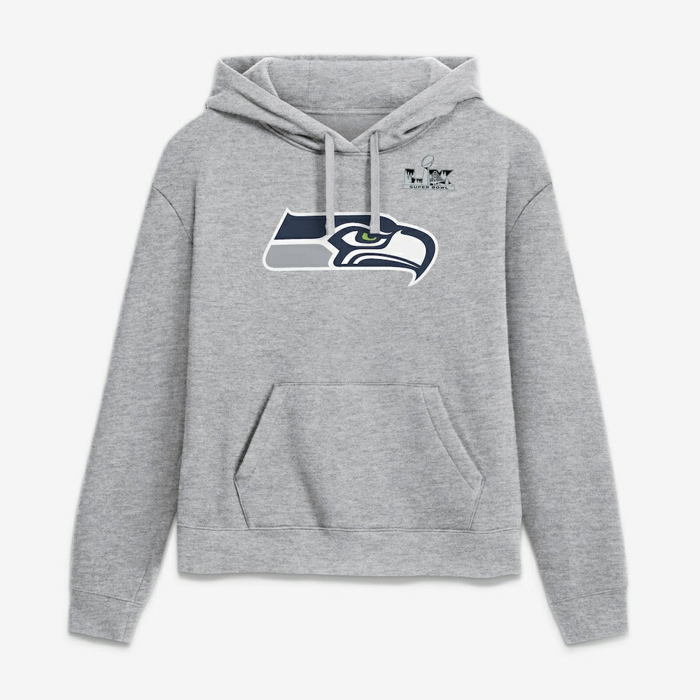 Nike Jaxon Smith-Njigba Seattle Seahawks Women's Super Bowl LX Champions Patch Name & Number Hoodie Heather Gray