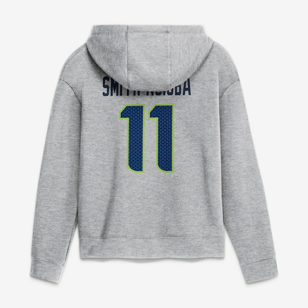 Nike Jaxon Smith-Njigba Seattle Seahawks Women's Super Bowl LX Champions Patch Name & Number Hoodie Heather Gray