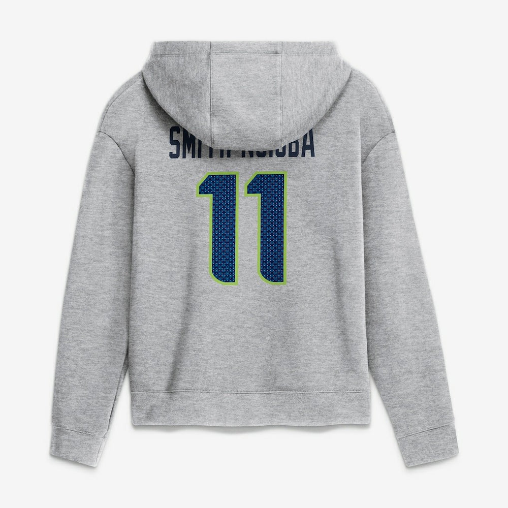 Nike Jaxon Smith-Njigba Seattle Seahawks Women's Super Bowl LX Champions Patch Name & Number Hoodie Heather Gray