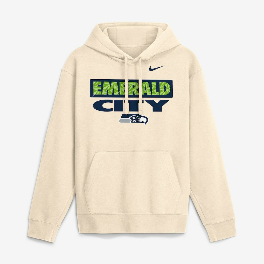Nike Seattle Seahawks Emerald City Club Fleece Hoodie Natural