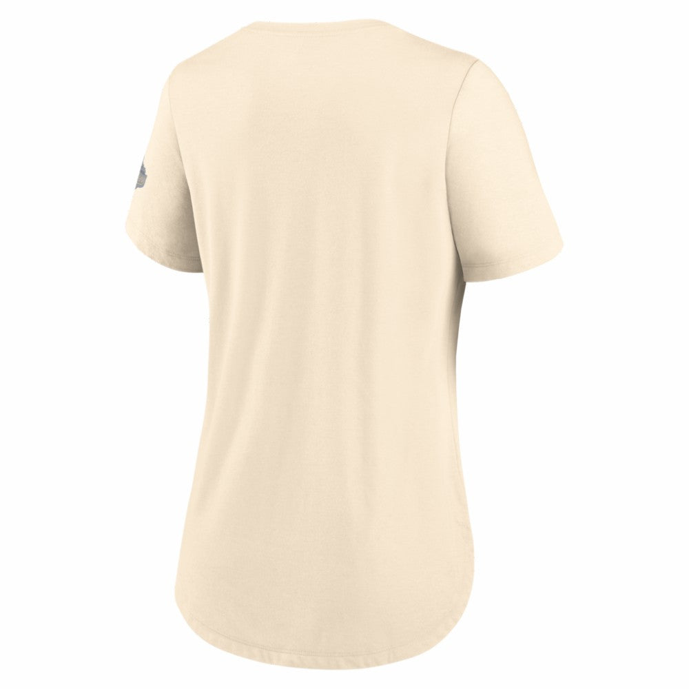 Los Angeles Dodgers Nike Women's 2026 Gold Collection Tri-Blend Wordmark T-Shirt - Natural - Nike Lifestyle