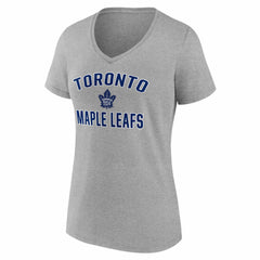 Toronto Maple Leafs Logo Athletic Women's Arch Victory V-Neck T-Shirt - Heather Gray - NHL 2001940634