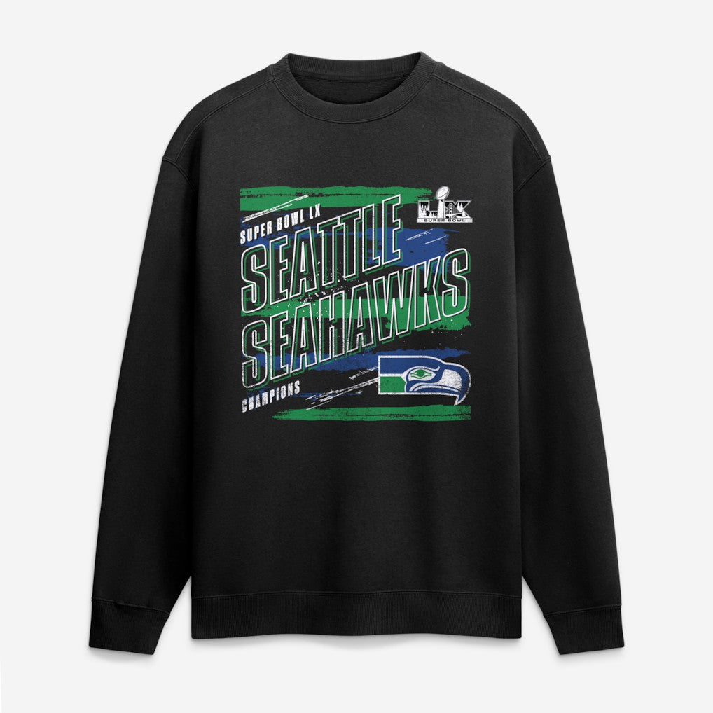 Fanatics Seattle Seahawks Super Bowl LX Champions Classic Stripes Legacy Fleece Sweatshirt Black
