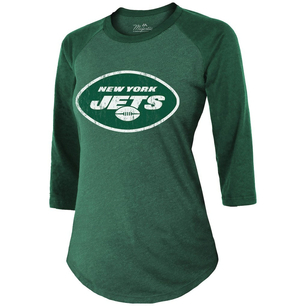 Ahmad Sauce Gardner New York Jets Majestic Threads Women's Player Name & Number Tri-Blend 3/4-Sleeve Fitted T-Shirt Green