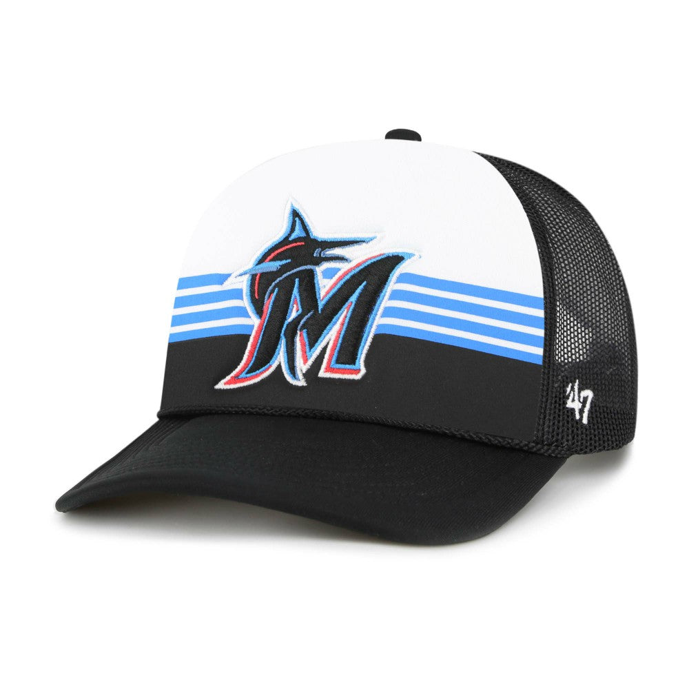 Miami Marlins '47 Lift Off Foam Front Mesh Trucker Adjustable Hat - Black - 47 brand Online
