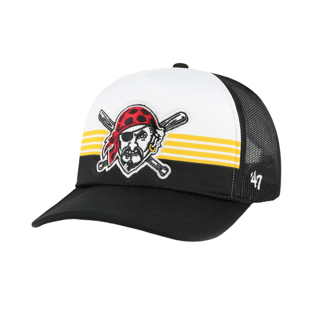 Pittsburgh Pirates '47 Lift Off Foam Front Mesh Trucker Adjustable Hat - Black - 47 brand Lifestyle