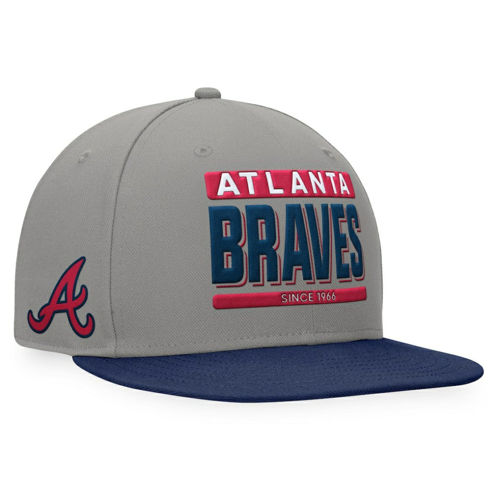Atlanta Braves Fanatics Line Drive Two-Tone Snapback Hat - Gray/Navy - Fanatics Online