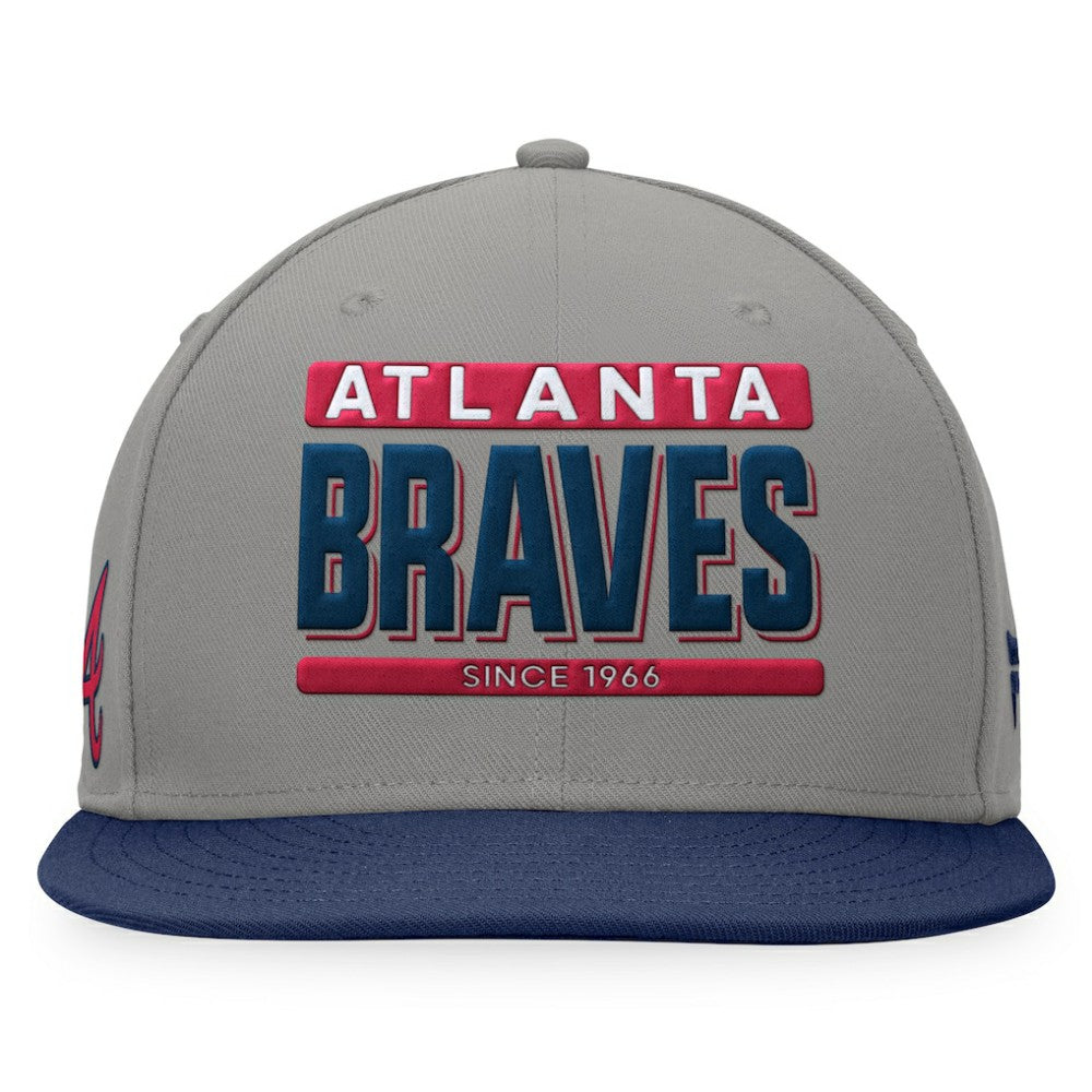 Atlanta Braves Fanatics Line Drive Two-Tone Snapback Hat - Gray/Navy - Fanatics Online