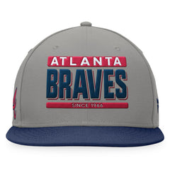 Atlanta Braves Fanatics Line Drive Two-Tone Snapback Hat - Gray/Navy - Fanatics Online