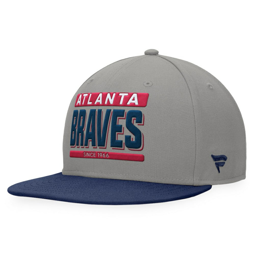 Atlanta Braves Fanatics Line Drive Two-Tone Snapback Hat - Gray/Navy - Fanatics Online
