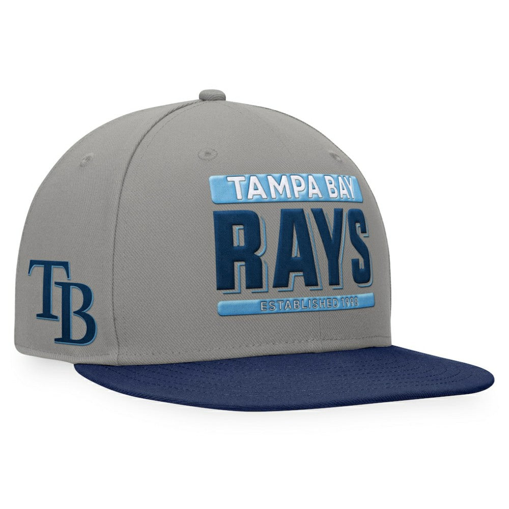 Tampa Bay Rays Fanatics Line Drive Two-Tone Snapback Hat - Gray/Navy - Fanatics Lifestyle