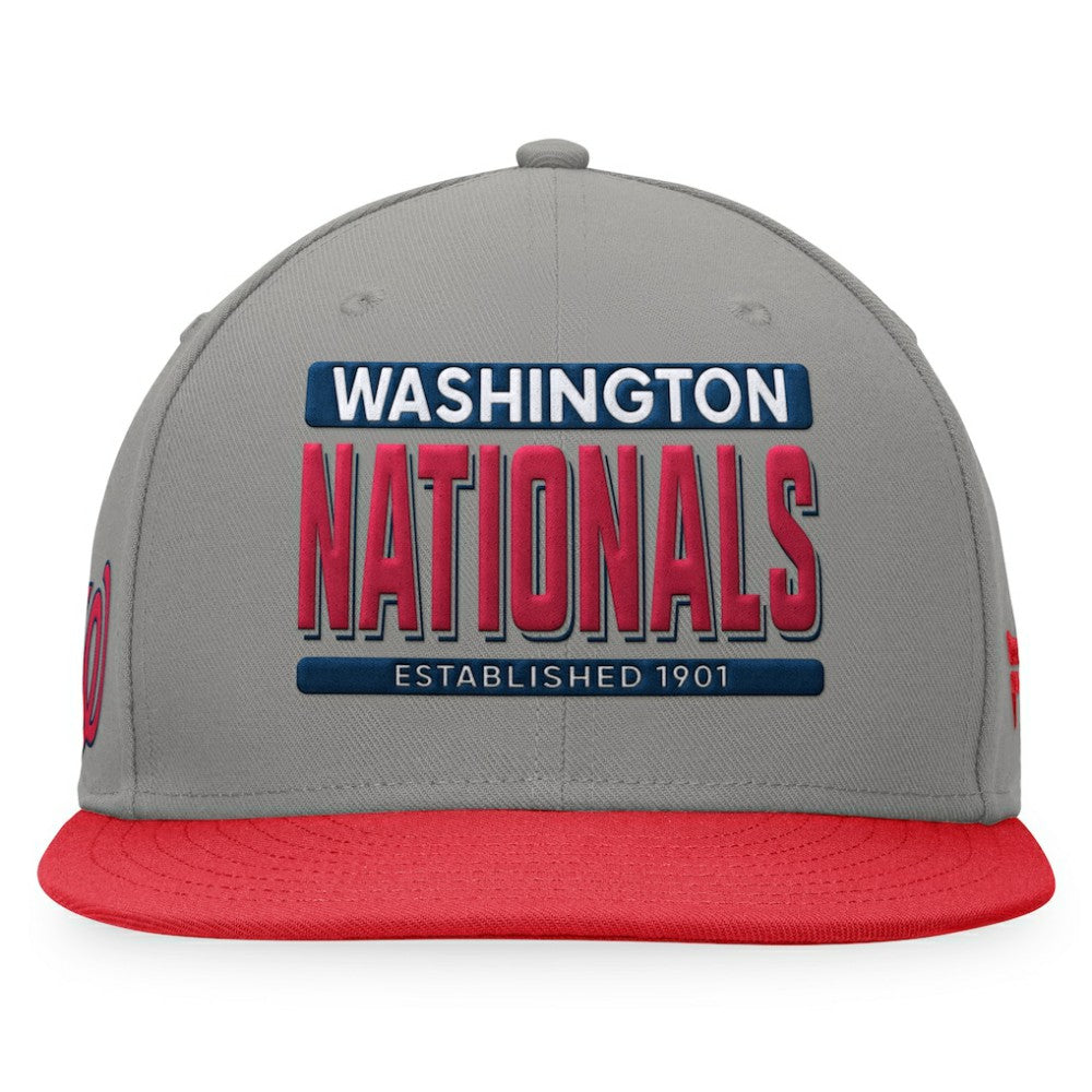 Washington Nationals Fanatics Line Drive Two-Tone Snapback Hat - Gray/Red - Fanatics Lifestyle