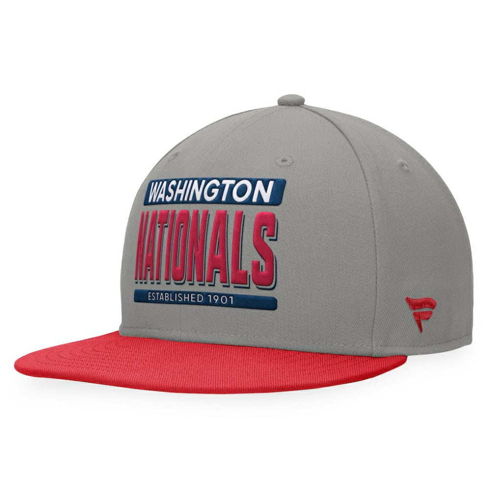Washington Nationals Fanatics Line Drive Two-Tone Snapback Hat - Gray/Red - Fanatics Lifestyle