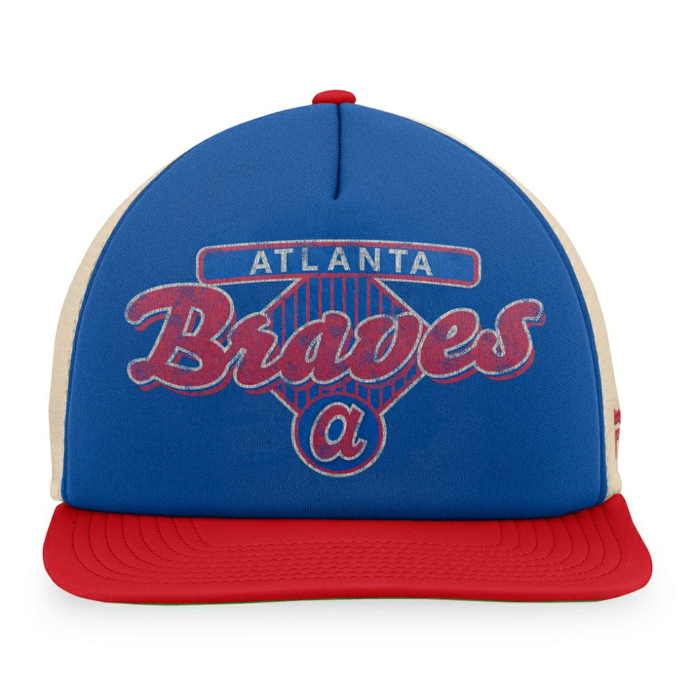 Atlanta Braves Fanatics Cooperstown Collection Talley Foam Trucker Snapback Hat - Royal/Red - Fanatics Sale