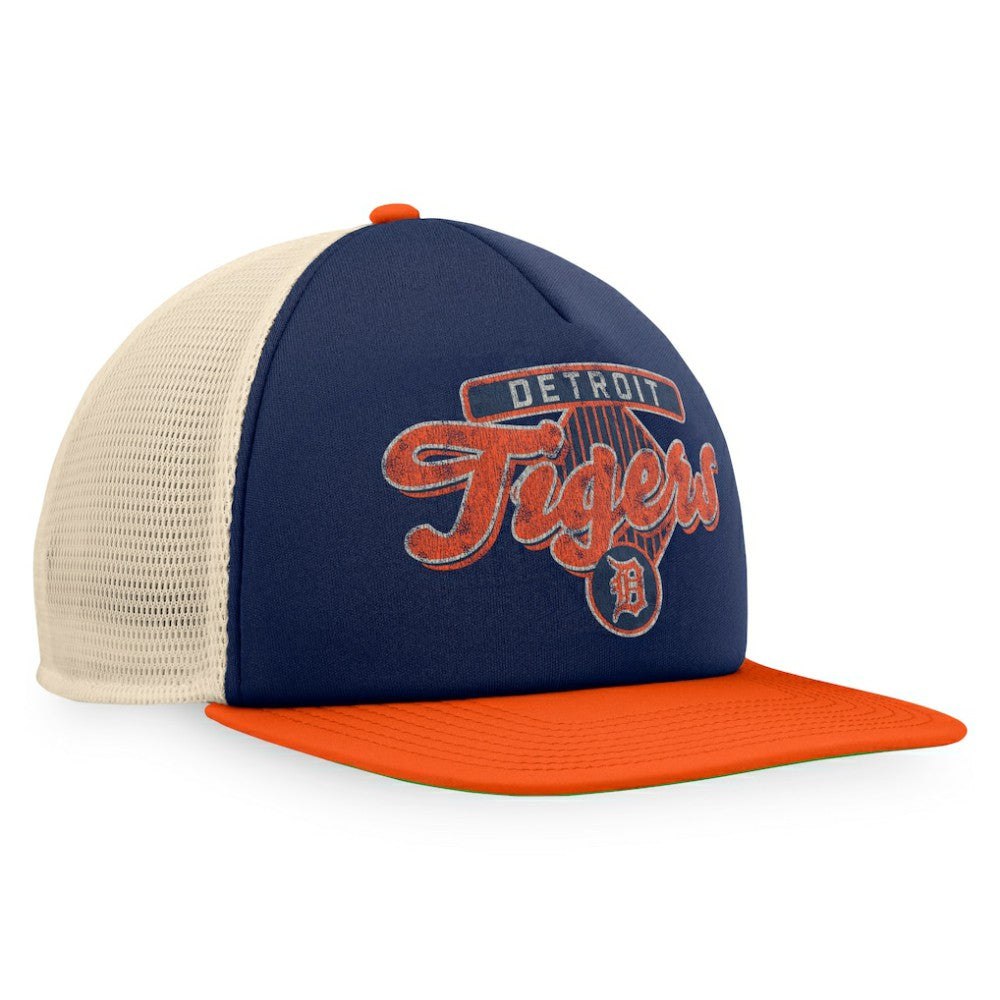 Detroit Tigers Fanatics Cooperstown Collection Talley Foam Trucker Snapback Hat - Navy/Orange - Fanatics Lifestyle