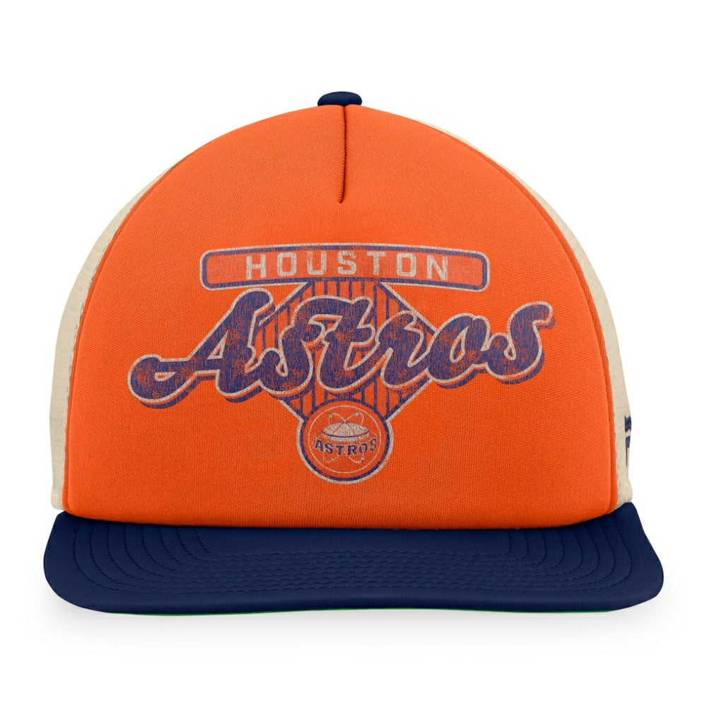 Houston Astros Fanatics Cooperstown Collection Talley Foam Trucker Snapback Hat - Orange/Navy - Fanatics Sale