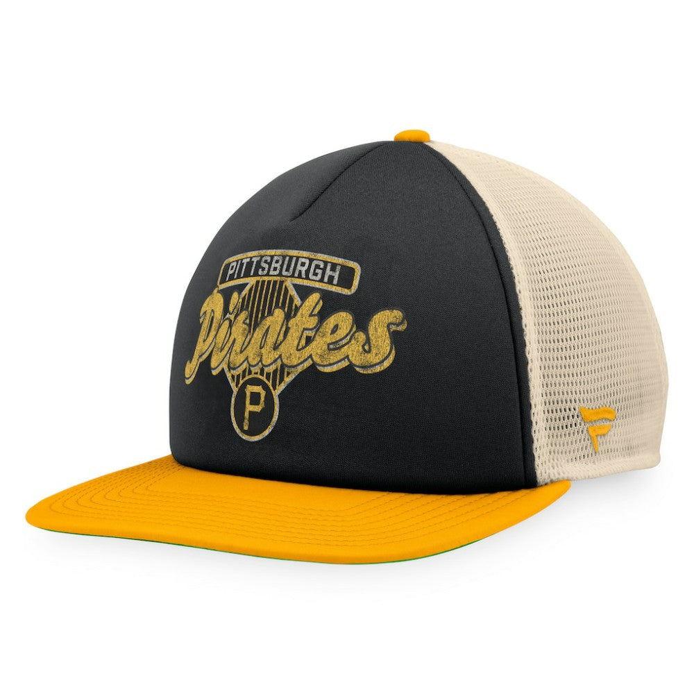 Pittsburgh Pirates Fanatics Cooperstown Collection Talley Foam Trucker Snapback Hat - Black/Gold - Fanatics Discount