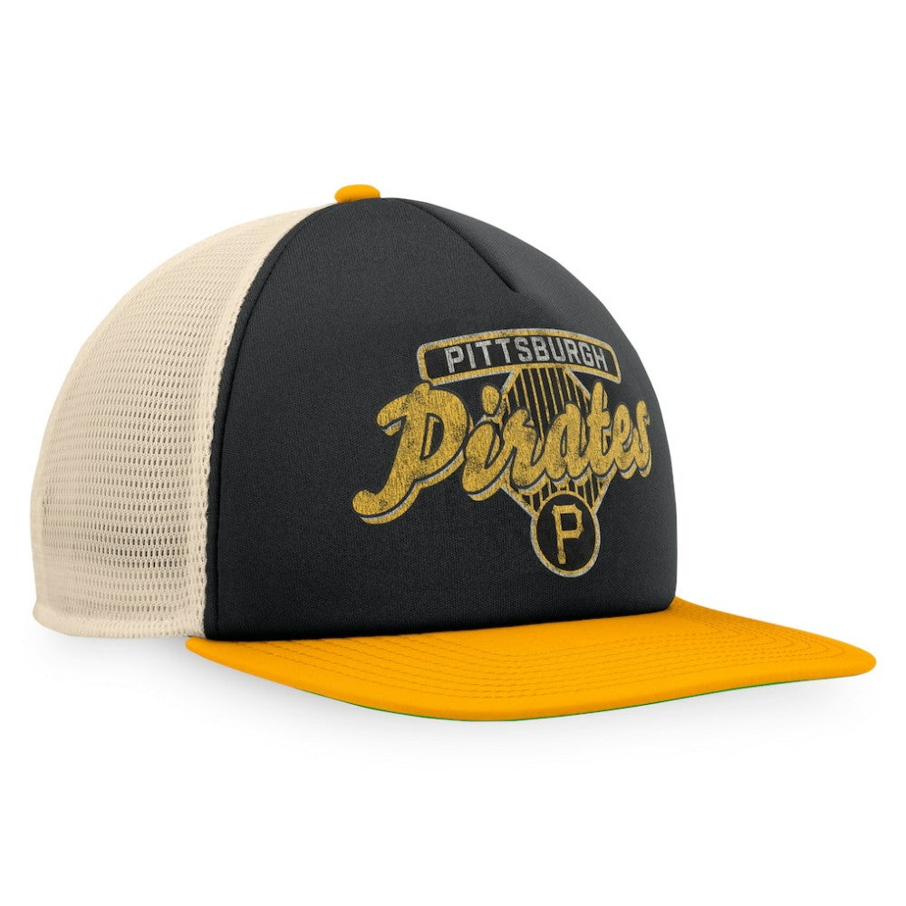 Pittsburgh Pirates Fanatics Cooperstown Collection Talley Foam Trucker Snapback Hat - Black/Gold - Fanatics Discount