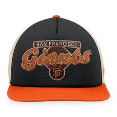 San Francisco Giants Fanatics Cooperstown Collection Talley Foam Trucker Snapback Hat - Black/Orange - Fanatics Lifestyle