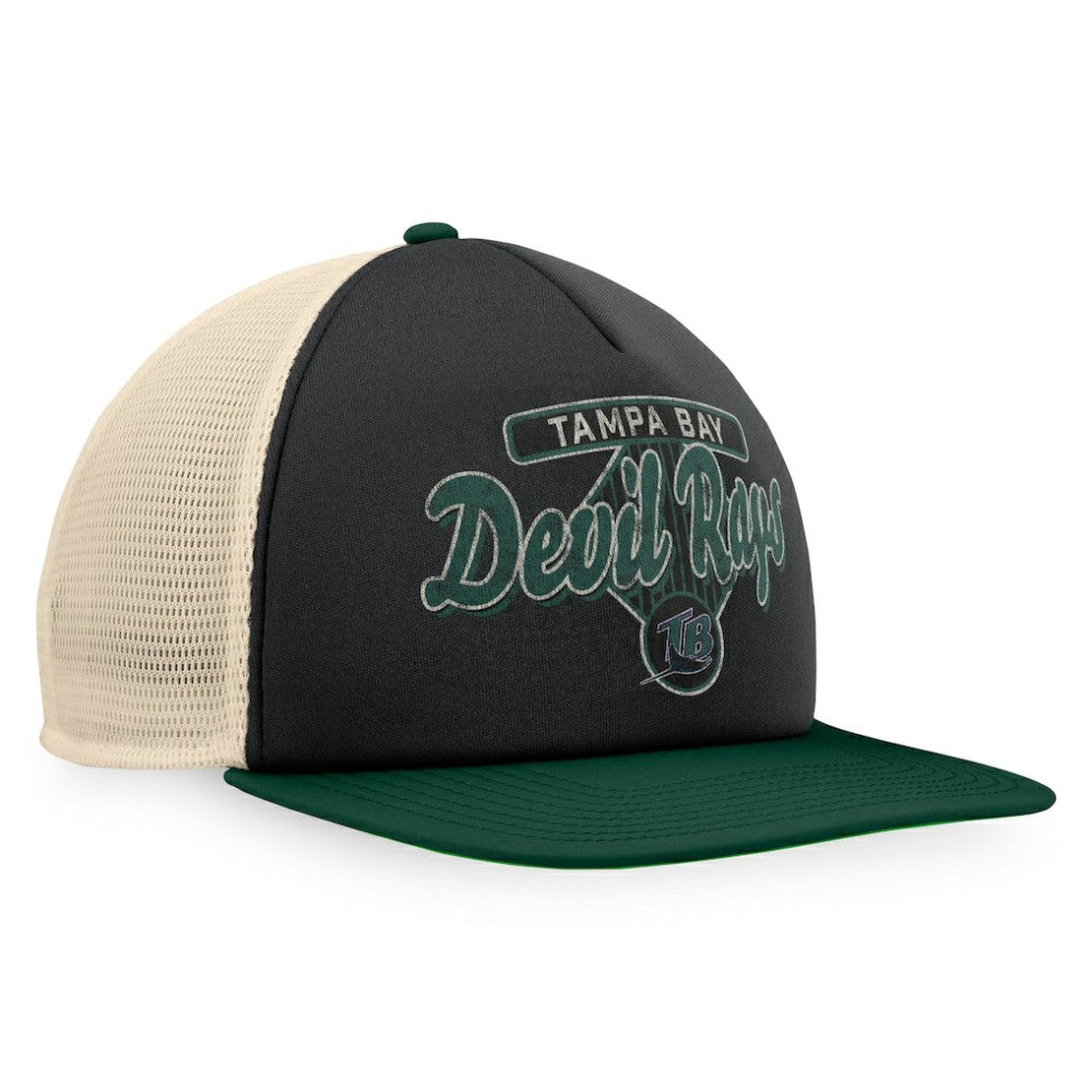 Tampa Bay Rays Fanatics Cooperstown Collection Talley Foam Trucker Snapback Hat - Black/Green - Fanatics on Sale