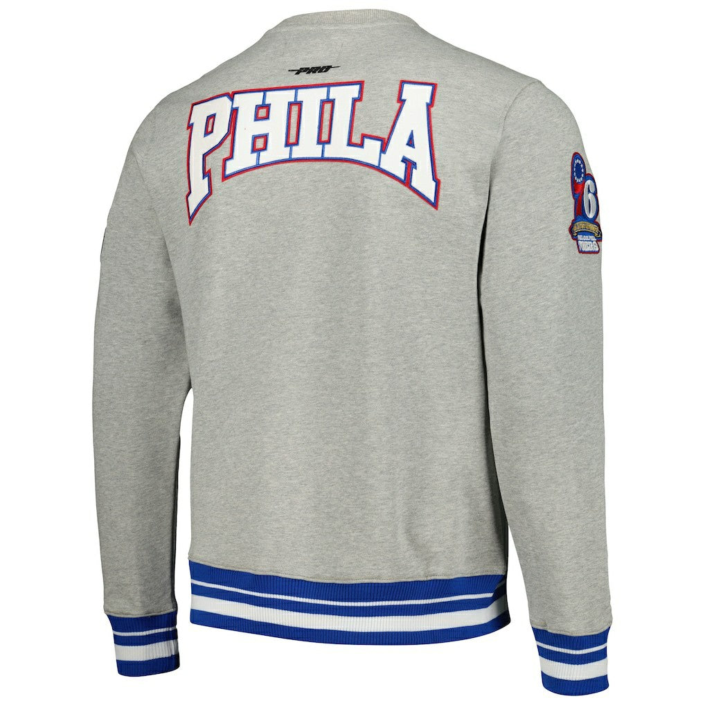 Philadelphia 76ers Pro Standard Crest Emblem Pullover Sweatshirt Heather Gray