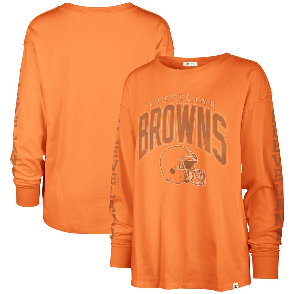 47 brand Cleveland Browns '47 Women's Tom Cat Lightweight Long Sleeve T-Shirt Orange