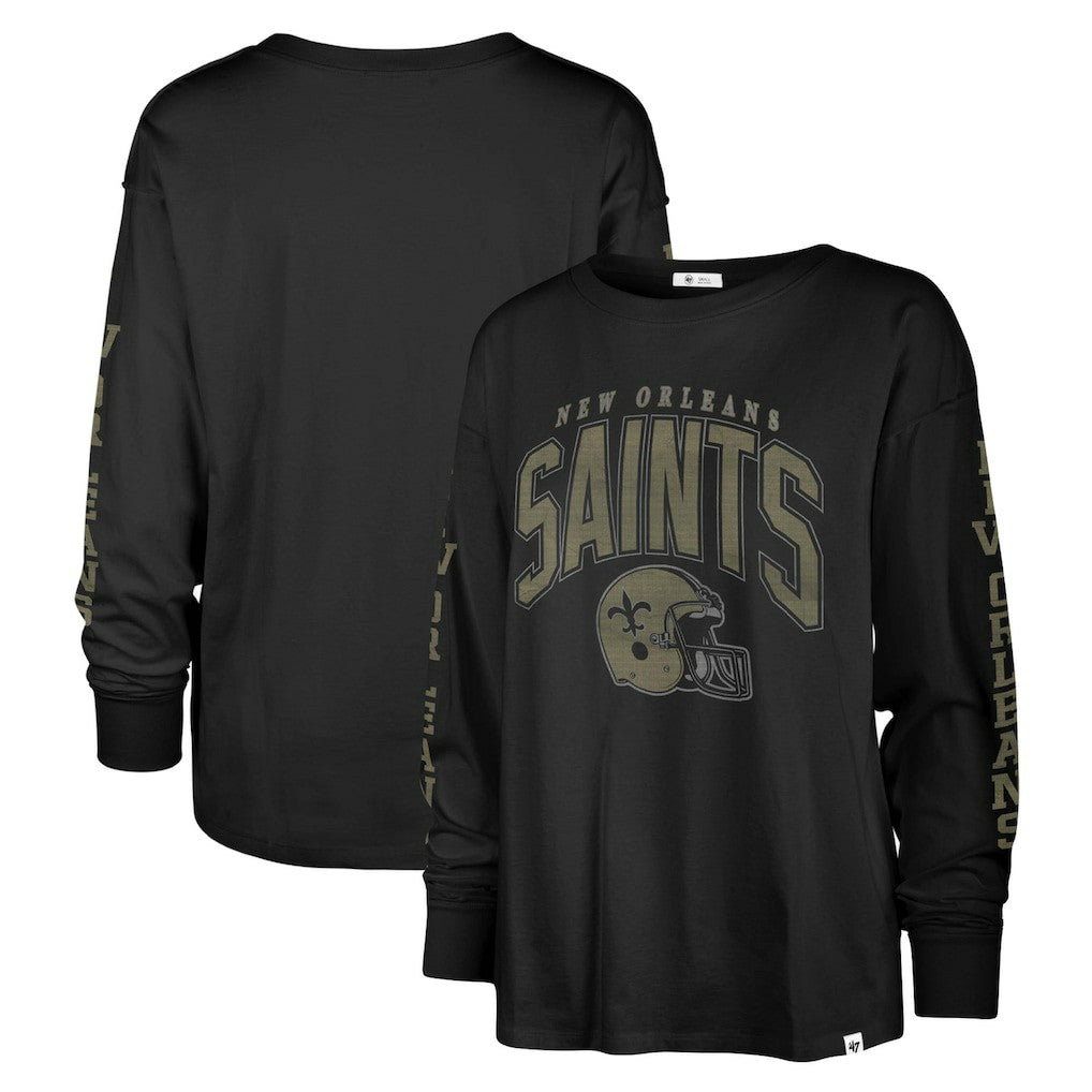 47 brand New Orleans Saints '47 Women's Tom Cat Lightweight Long Sleeve T-Shirt Black