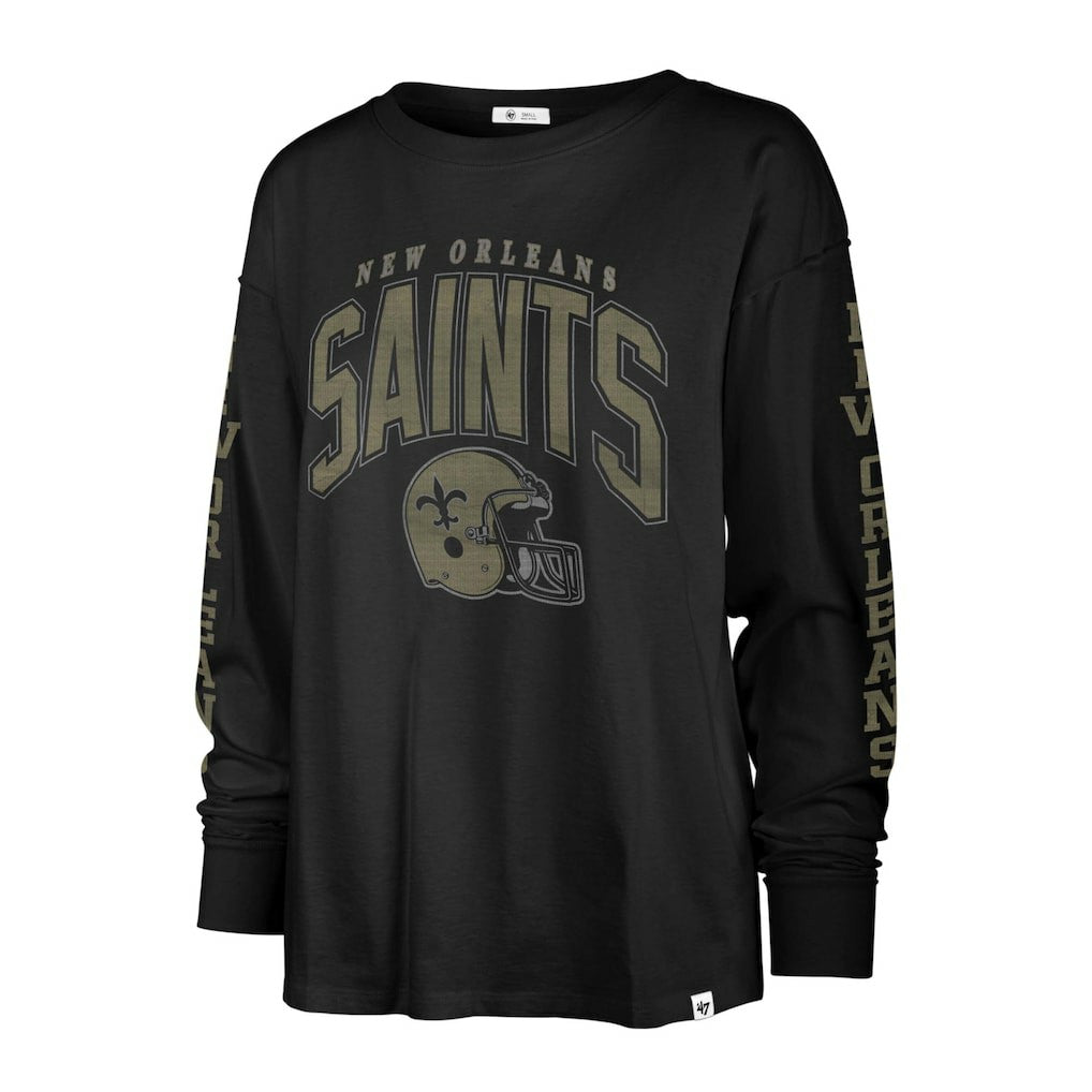 47 brand New Orleans Saints '47 Women's Tom Cat Lightweight Long Sleeve T-Shirt Black