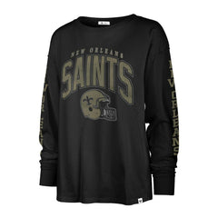 47 brand New Orleans Saints '47 Women's Tom Cat Lightweight Long Sleeve T-Shirt Black