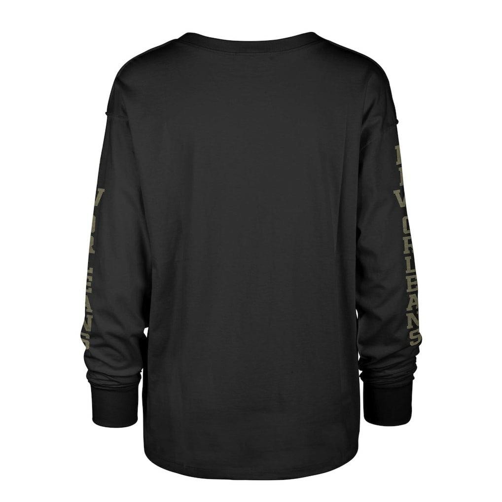 47 brand New Orleans Saints '47 Women's Tom Cat Lightweight Long Sleeve T-Shirt Black