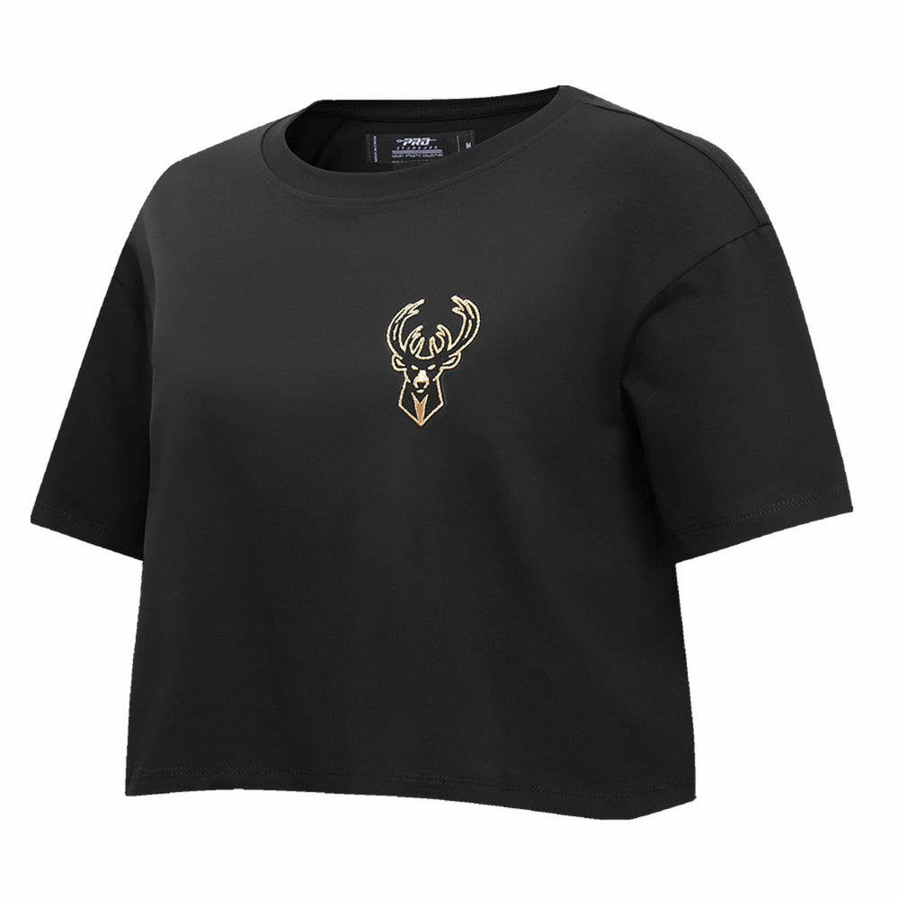 Milwaukee Bucks Pro Standard Women's Holiday Glam Boxy T-Shirt Black