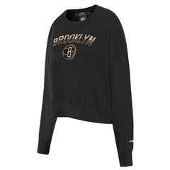Brooklyn Nets Pro Standard Women's Glam Cropped Pullover Sweatshirt - Black
