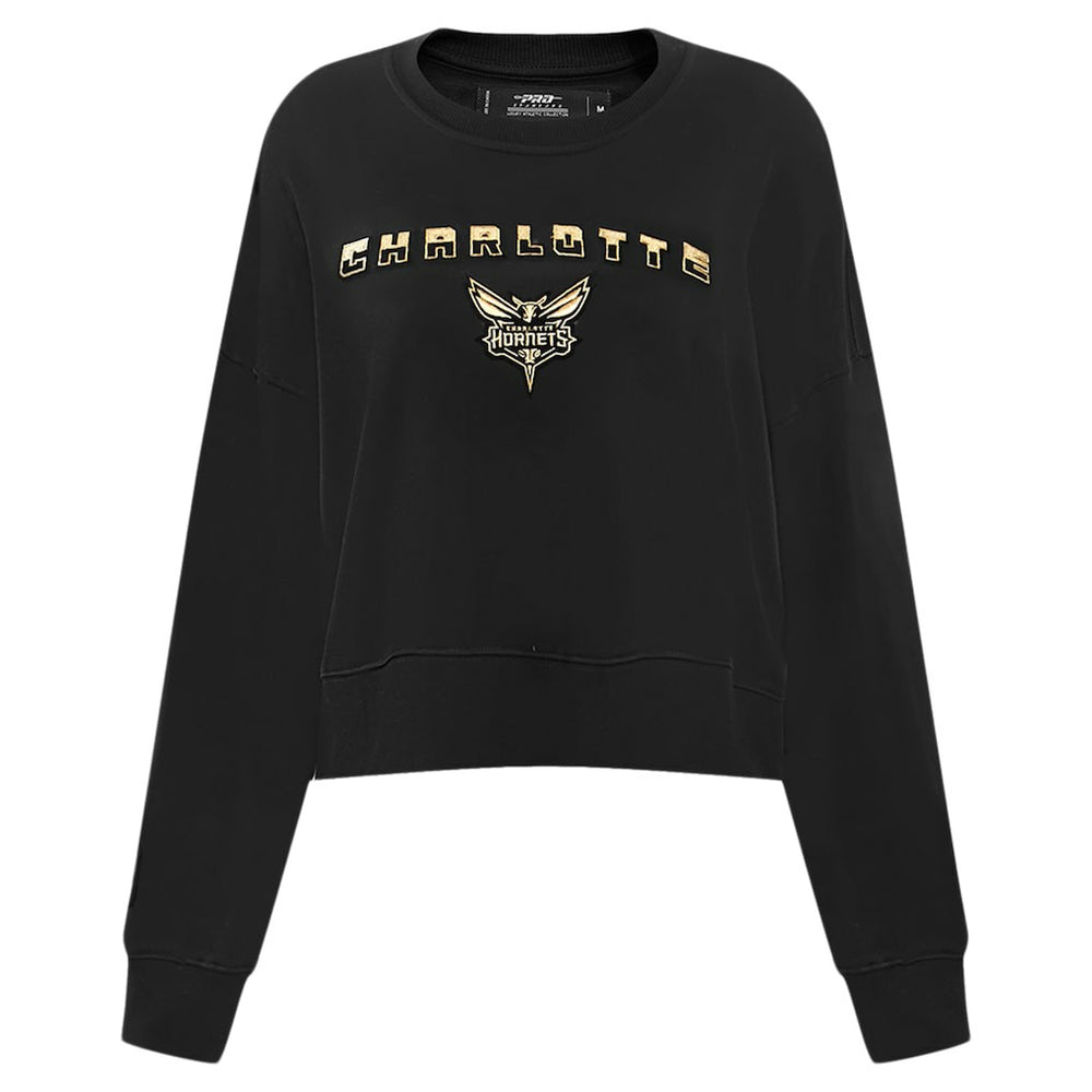 Charlotte Hornets Pro Standard Women's Glam Cropped Pullover Sweatshirt - Black