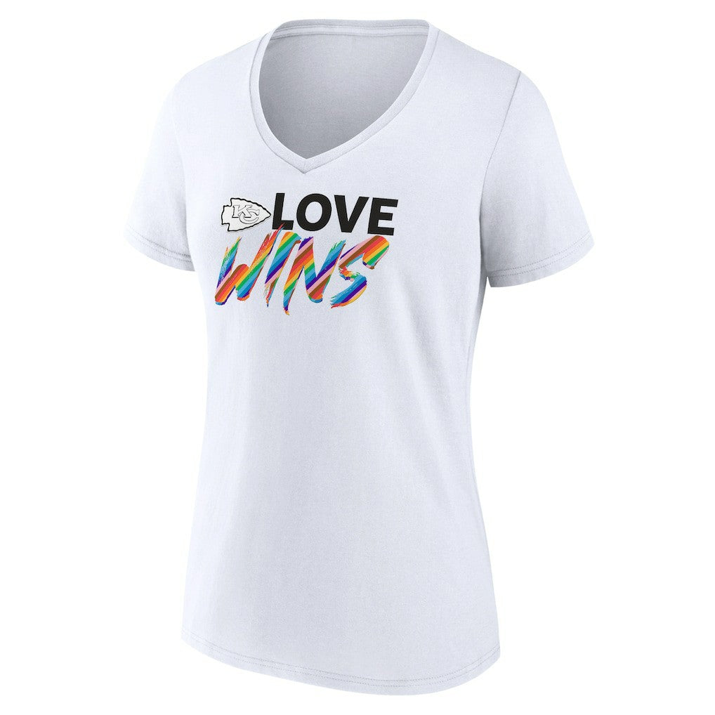 Fanatics Kansas City Chiefs Women's Love Wins V-Neck T-Shirt White