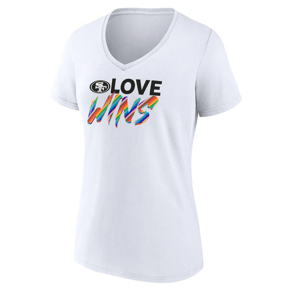 Fanatics San Francisco 49ers Women's Love Wins V-Neck T-Shirt White